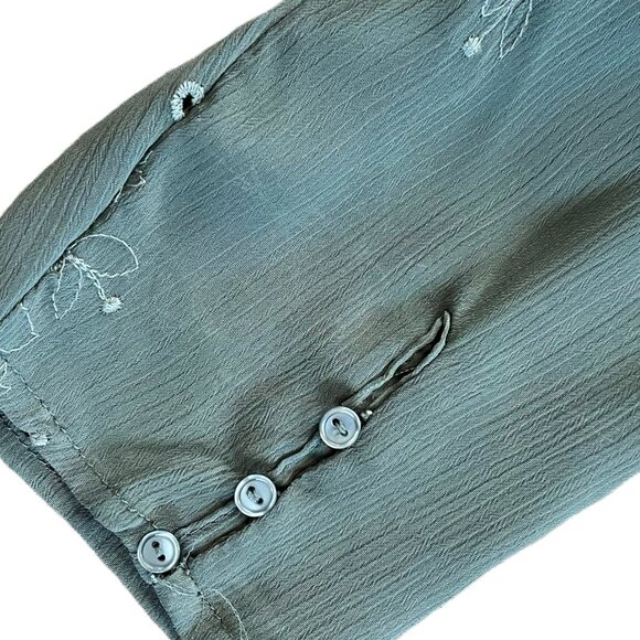 ASTR The Label Floral Embroidered Boho Babydoll Top L - Picture 10 of 13